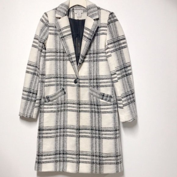 NWT RACHEL ZOE Black and White Plaid Coat - Picture 8 of 8